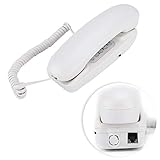 ASHATA Wandtelefon Schnurgebundes Telefon, Schnurtelefon Wand Schreibtisch Kompakttelefon,Festnetztelefon Analog Telefon mit Anrufstummschaltung/Flash-Funktion für Hause Büro Hotel (Weiß)