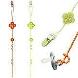 JYNVO 2er Pack Schnullerkette, Schnullerclip aus hochwertigem Silikon, geeignet für Jungen und Mädchen, Baby Schnullerkettenclip Geschenk, BPA-frei
