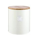TYPHOON LIVING Kollektion, Keksdose mit Deckel | Pastellcreme | 3,4 L Aufbewahrungsbox Küche für Kekse | Stahl Cookiebehälter mit Deckel | Vorratsdosen mit Deckel luftdicht aus Bambus