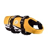 EzyDog DFD Schwimmweste Hund - Hundeschwimmweste - Schwimmwesten für Hunde - Größenverstellbar mit Griff und Reflektoren (M, Gelb)