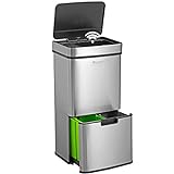 Homra® Nexo Mülleimer mit Sensor Edelstahl - Automatischer Mülleimer Sensor mit 3+1 Fächern - Mülltrennsystem für Mülltrennung in der Küche - Smarter Mülleimer Elektrisch - Smart Bin for Recycling
