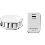 ABUS Funk-Rauchmelder RWM450 - Hitzemelder mit 12-Jahres-Batterie - 15 Melder vernetzbar - Weiß & Gasmelder GWM100ME für Gasthermen - Erdgas (Methan) / Stadtgas - Alarmlautstärke 85 dB -  weiß
