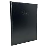 Buchkalender XL 2025 Wochenplaner Wochenkalender Chefplaner 1 Woche auf 2 Seiten 26,7 x 19,5 cm, Farbe:Schwarz