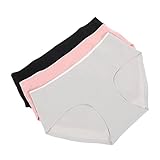 BESPORTBLE 3 Stück Damen Unterhosen aus Baumwolle mit Pflanzlicher Artemisia Antibakterieller Wirkung Atmungsaktiv Nahtlos Mittelhoher Weiche Bequeme Slips in Schwarz und Rosa