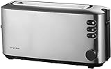 SEVERIN Automatik-Langschlitztoaster, Automatik-Toaster mit Brötchenaufsatz, Edelstahl Toaster zum Toasten, Auftauen und Erwärmen, 1.000 W, Edelstahl-gebürstet/schwarz, AT 2515