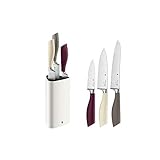 WMF ElementsJoy Messerblock mit Messerset 4-teilig, 3 Messer, Block aus Kunststoff, Spezialklingenstahl, mit Kunststoff-Bürsteneinsatz