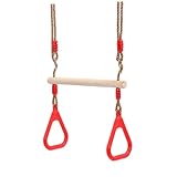 LALADEFIEE 1 Satz Schaukelstange aus Holz Spielplatzbar und Ring Fitnessring für Kinder Ringe für Kinder Kinderringe Gymnastics Rings sportgeräte Fitnessringe Schaukelausrüstung Hölzern