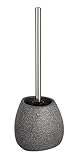 WENKO WC-Garnitur Mod. Pion, in natürlicher Stein-Optik, WC-Bürstenhalter aus hochwertiger Keramik, WC-Bürste mit auswechselbarem Bürstenkopf, (B x H x T): 12,5 x 38,5 x 12 cm, Grau