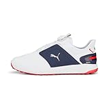 PUMA Herren Ignite Elevate Disc Golfschuh, Weiß Silber Navy, 45 EU