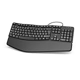 Hama ergonomische Tastatur (Handballenauflage Tastatur, Tastatur kabelgebunden, Tastatur mit Handauflage, PC Tastatur, Tastatur ergonomisch, Tastatur USB, abnehmbare Handgelenkauflage) schwarz