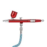 NDNCZDHC Airbrush-Set, Hand-Airbrush-Pistole mit 0,3-mm-Spitze, 7-cc-Farbbecher, 15–50 PSI tragbare Airbrush-Geräte für Nagelmalerei, Modellfärbung, Make-up, Kuchen (Rot)