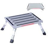 Trittstufe Klappbar, Höhenverstellbar, Manuelle RV Schritt, Rutschfeste Oberfläche, Gummifüße, Struktur aus Aluminiumlegierung, Trägt Bis Zu 150 Kg, für Wohnmobile, Wohnwagen, Pools, Whirlpools(480x37