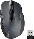 TECKNET Kabellose Maus, Pro 2.4G 2600 DPI Wireless, 6 Tasten mit Nano Empfänger, 24 Monate Batterielaufzeit, 5 Einstellbare DPI-Pegel für PC Laptop iMac MacBook Microsoft Pro, Office Home, Grau