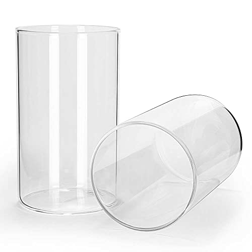 Tuuters 2er Set Windlichtgläser für Drinnen und Draußen aus Borosilikat-Glas – Ideal zum Verzieren (120 x Ø 70 mm, Mit Boden)