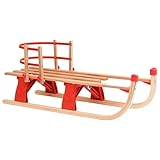 Juroupi Klappschlitten mit Rückenlehne 119 cm Holz Kinderschlitten Rodelschlitten