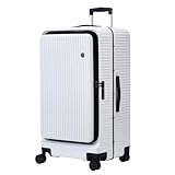 TydeCkare 29 Zoll 40 * 37 * 77 cm, 113 l, aufgegebenes Aluminiumgepäck mit seitlicher Öffnung, 360°-Universalräder, Leichter Hartschalen-Koffer aus ABS + PC mit TSA-Schloss, Weiß