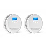 CO Melder EN 50291 Zertifiziert Kohlenmonoxid Melder, Kohlenmonoxid Warnmelder mit LCD Anzeige, CO Warnmelder mit Akkurater Sensor, Lauter 85 Db Alarm, Prüftaste, Batteriebetrieb, 2 Stück