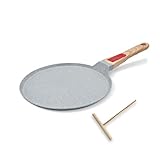 RANX INGST Crepe Pfanne mit Abnehmbarer Griff 20 cm - Antihaft Keramikbeschichtung - Palatschinken Pfanne mit Teigverteiler - Blau