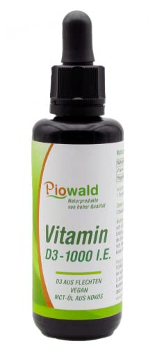 Piowald Vitamin D3 - 1000 IE/Tropfen (25µg) - 50 ml, vegan aus Flechten