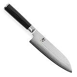 KAI Shun Classic Santoku 18 cm Klingenlänge - Damastmesser 32 Lagen VG MAX Kern - 61 (±1) HRC - Pakkaholzgriff - Made in Japan - japanisches Kochmesser Küchenmesser geschmiedet