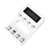 Operitacx Ladegeräte für wiederaufladbare Batterien alle wiederaufladbare Batterieladegeräte usb ladegeräte charger werkzeug 4-fach Akkuladegerät Batterieladegerät mit LCD-Display Abs Weiß