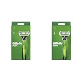 Gillette Body Rasierer Herren, Körperrasierer + 1 Rasierklinge mit 3-fach Klinge, Aufladbar, Grün (Packung mit 2)