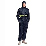 ranrann Herren Arbeitsoverall Lang Ganzkörperanzug Overall Einteiler Arbeitsanzug mit Kapuze Schutzanzug Werkstatt Arbeitskleidung Navy blau M