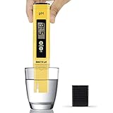 1x pH Messgerät für Wasser, Aquarium, Teich, Pool Digital, 0.00-14.00 pH-Meter Messer, Hohe Auflösung von 0.01 mit Buffer/Kalibrierung Set inkl. Kalibrierlösungen