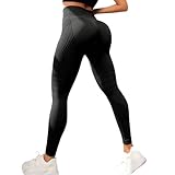 Anti Cellulite Leggings Damen Push Up Lange Blickdicht Kompressions Yogahose Scrunch Booty Sport Leggings mit Bauchkontrolle Hohe Taille Fitness Sporthose