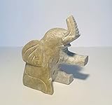 Mezzaluna Gifts Indischer massiver Speckstein, handgeschnitzt, sitzender Elefant in Natur-Finish