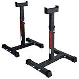 Train Hard® Barbell Rack.4-fach höhenverstellbar, 52 x 46 x 56-71 cm, rutschfeste Beine, maximale Belastung 130 kg, aus Stahl, schwarz mit Barbell Stand, Squat Rack (1F09648TH)