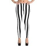 Damen Leggings Gestreift Weiß Gestreifte Leggings High Waist Legging Damen Elastische Weiche Sporthose Streifen Stretch Eng Hosen Dünn Freizeithose Einheitsgröße, für Sport Gym Täglich