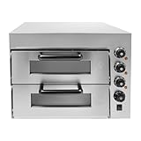 Pizzaofen Elektrischer Backofen 20L Pizzamaschine Kommerzieller 3000W Doppellagig Elektro-Ofen bis 450 °C Innenbereich Electric Oven für 14-Zoll Pizza mit Timer, Innenbeleuchtung & Sichtfenster