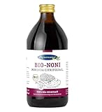 Ayursana Noni Saft original 1 Liter – 100% Bio-Direktsaft – Aus Wildsammlung, fermentiert im Erntelandohne – Naturtreu: ohne Zusätze & Aromastoffe – Saft aus der Nonifrucht Morinda Citrofolia
