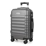 MoFut Hartschalen-Handgepäck Koffer aus ABS – Reisekoffer mit 4 Drehbaren Rollen (360°), Trolley mit Aluminium-Teleskopstange und 3 Stelige-Zahlenschloss (M – 41L, Dunkelgrau) (M-L-XL-Set)