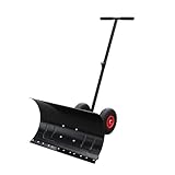 Generisch Schneeschaufel mit Rädern, robuster Schneeschieber aus Metall mit einstellbarem Winkel zum Entfernen von Schnee auf Einfahrten und Autos, großes Blattdesign (74 x 42 cm)