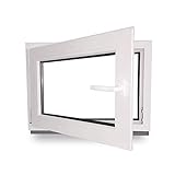 Kellerfenster - Kunststoff - Fenster - weiß - BxH: 60 x 40 cm - 600 x 400 mm - DIN Links - 3 fach Verglasung - 60 mm Profil