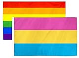 90x150cm Regenbogen Flagge und Pansexual Pride Flagge - LGBT Flagge für Pride-Events