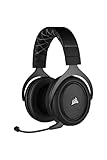 CORSAIR HS70 PRO WIRELESS Gaming Headset - 7.1 Surround Sound - Abnehmbares Unidirektionales Mikrofon - Bis zu 40ft Reichweite - iCUE-Kompatibel - PC, Mac, PS5, PS4 - Carbon