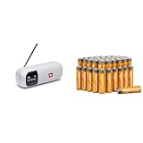 JBL Tuner 2 Radiorekorder in Weiß – Tragbarer Bluetooth Lautsprecher mit MP3 & Amazon Basics AA-Alkalibatterien, leistungsstark, 1,5 V, 48 Stück