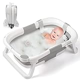 Faltbare Baby Badewanne, Babybadewanne Neugeborene von 0-24 Monaten Geeignet, Portable Baby Bathtub Nimmt Keinen Platz Weg, Baby Wanne Grau