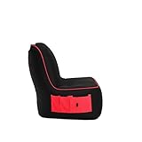 BuBiBag Gaming Sitzsack zum Zocken mit Anschluss zum Laden & Taschen, Halterung, Game Sessel für Kinder und Erwachsene, Beanbag Indoor und Outdoor - Dreambag(Rot)
