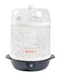 BÉABA, 2-in-1-Flaschensterilisator, Skalierbar, Elektrisch mit Dampf, 2 in 1, 2 Fächer, Bis zu 8 Flaschen & Zubehör, Ultra schnell, Zeitschaltuhr, Steril'Express, Night Blue