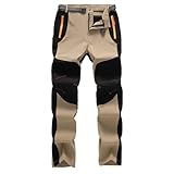 Wanderhose für Herren, winddicht, wasserabweisend, Softshell-Arbeitshose, schnell trocknend, Outdoor-Hose mit mehreren Reißverschlusstaschen, Stretch, verstellbarer Taillenbund, leichte Kletterhose