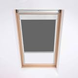 Dachfensterrollos für Fakro Dachfenster – Verdunkelungsrollo – Grau – silberner Aluminiumrahmen (134/118 (Code 18))
