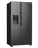 Gorenje NRR9185ESBXL Side by Side Kühl-Gefrierkombination/NoFrost Plus/Inverter Kompressor/Wasser- und Eiswürfelspender/SensoTech / 178,6 cm/Kühlteil 376 l/Gefrierteil 190 l/Schwarz