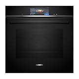 Siemens HB778G3B1,Q700 Smarter Einbau-Backofen, 60 x 60 cm, Made in Germany, Pyrolyse & Hydrolyse Selbstreinigung, Bratenthermometer, Air Fry, Backautomatik, Farbiger Touchscreen, 4D Heißluft, Schwarz