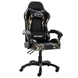 Gecheer Gaming-Stuhl Schwarz und Tarnmuster Kunstleder, Schreibtischstuhl Bürostuhl Chefsessel Drehstuhl Racing Sportsitz Computerstuhl