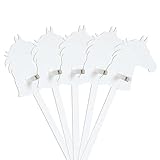 FOLDZILLA Steckenpferde Set aus Pappe 115 x 40 x 25 cm Hobbyhorse Stockpferde Pferd weiß zum Bemalen und Bekleben
