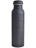 AVA DESIGNZ gehämmerte Kupferflasche Yoga ayurvedische Wasserflasche | Auslaufsicheres Kupfergefäß für Reisen | Fugenfreie Kupfer-Thermoskanne, (32oz / 950 ML) (Schwarz)